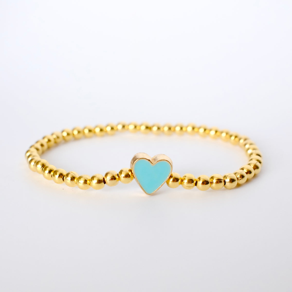 Gold Teal Heart Bracelet