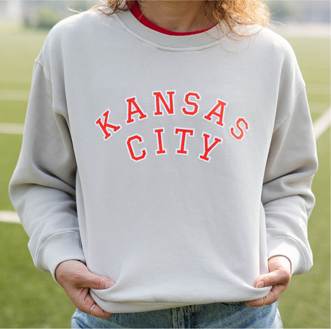 Sporty Sweatshirt - Bone & Red