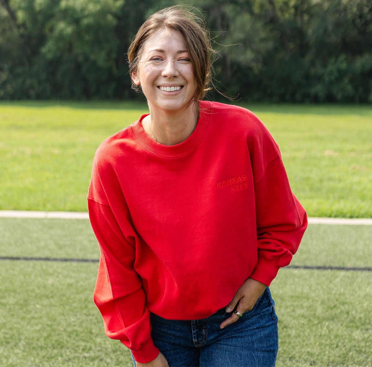 Embroidered Sweatshirt - Red on Red