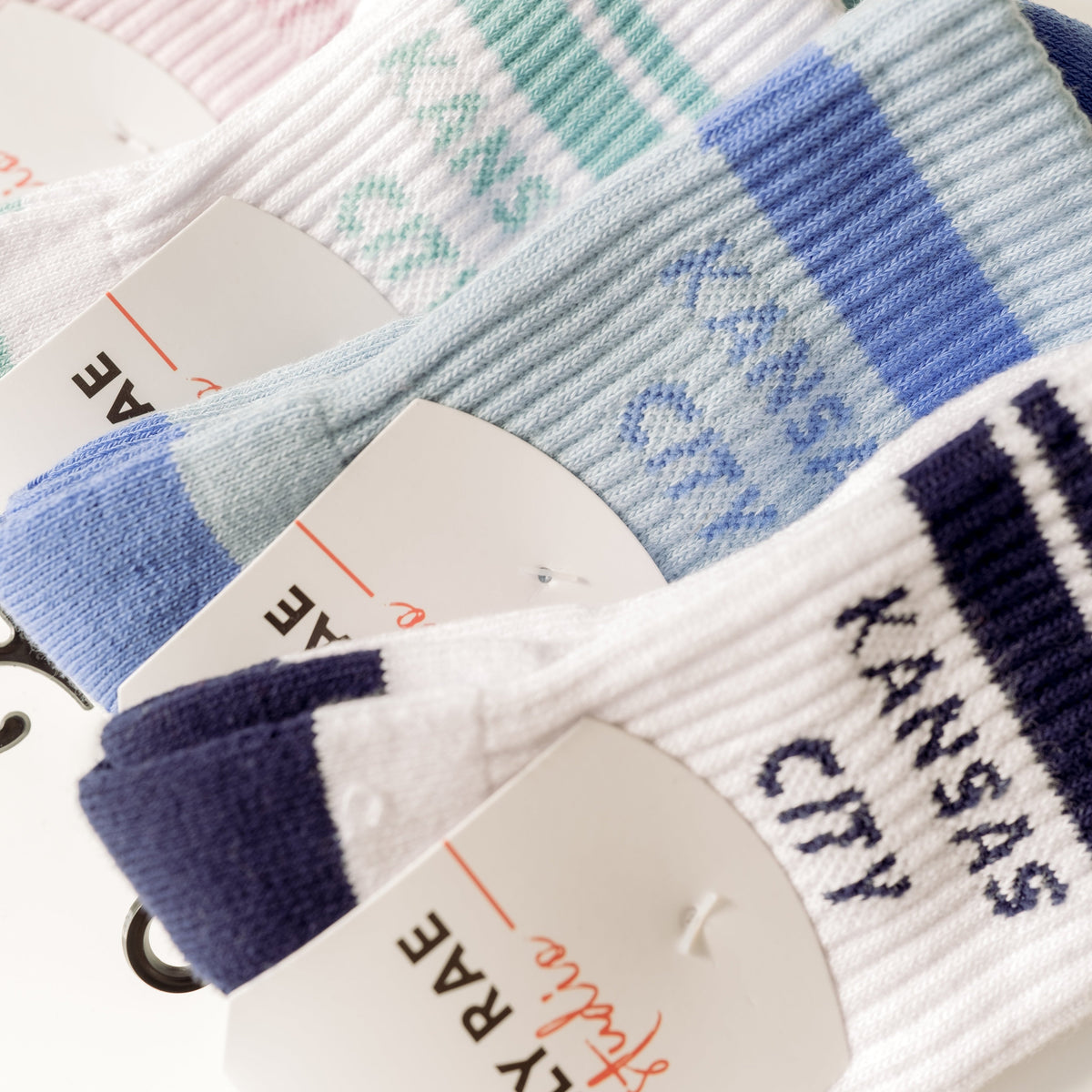 Kansas City Crew Socks - White with Navy Stripes