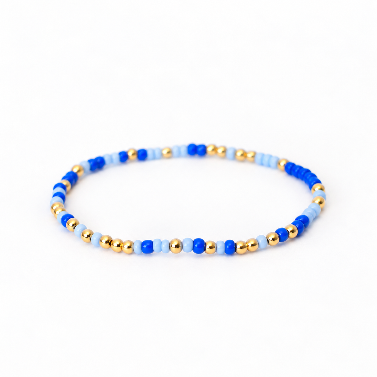 Royal + Baby Blue Seed Bead Stretch Bracelet