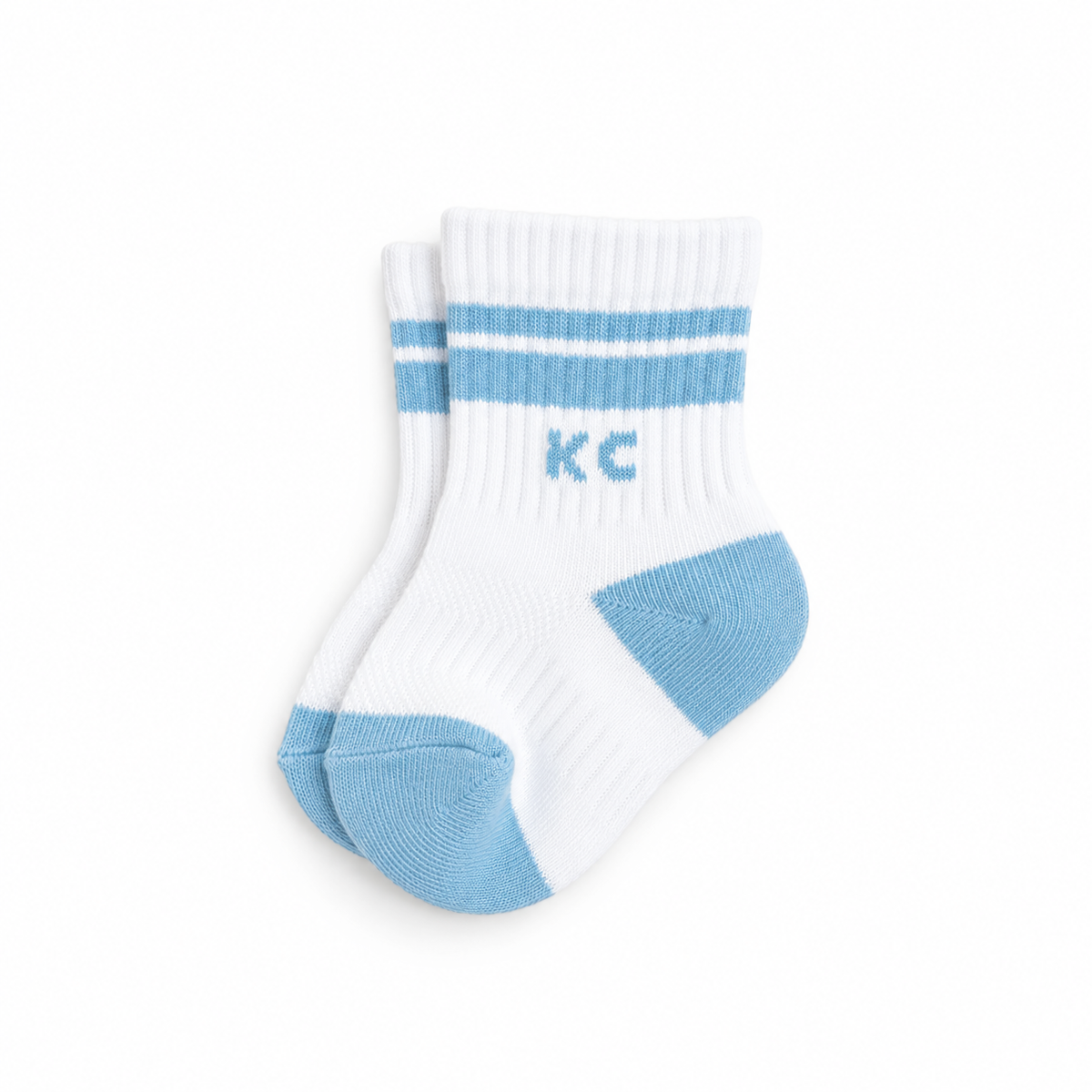 Baby Kansas City Crew Socks - White with Light Blue Stripes