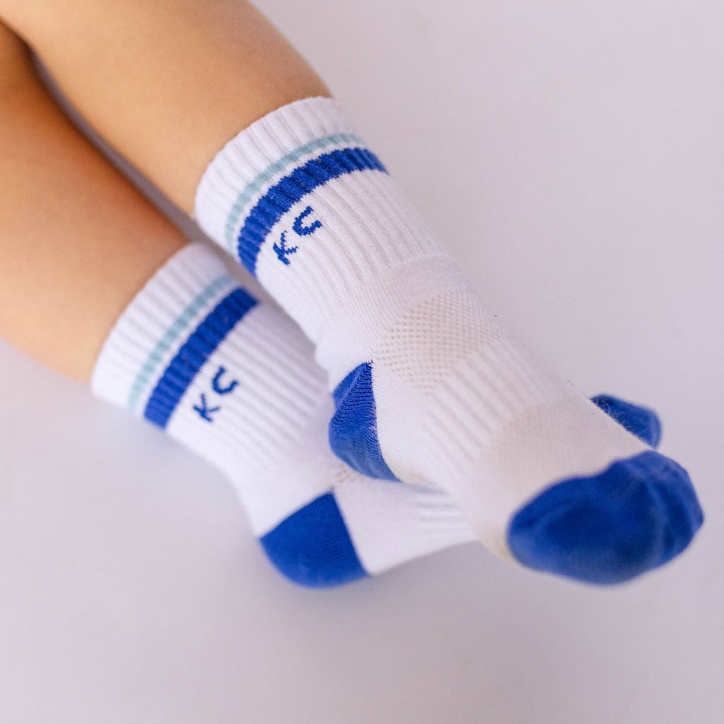 Toddler Kansas City Crew Socks - White with Blue Stripes