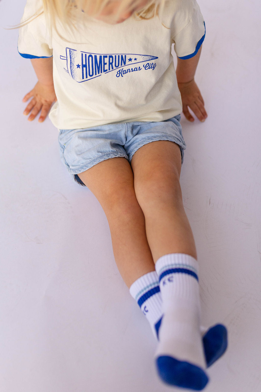 Toddler Kansas City Crew Socks - White with Blue Stripes
