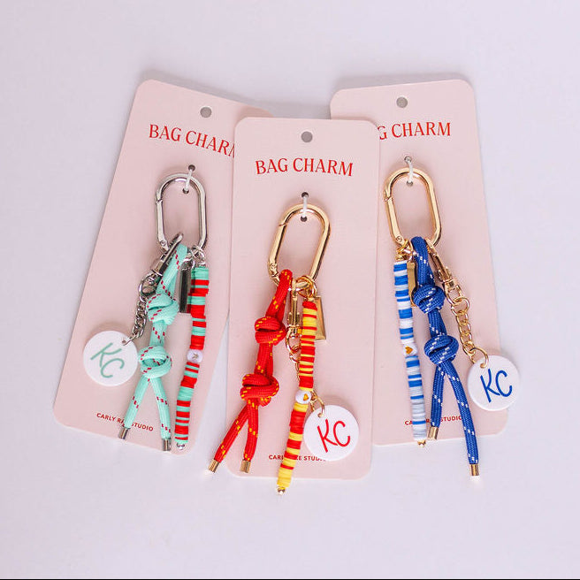 Bag Charm - Teal & Red