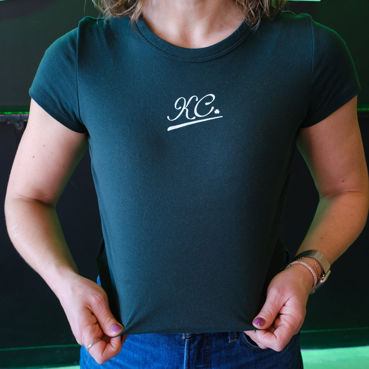 Kansas City KC! Shamrock Baby Tee - Green