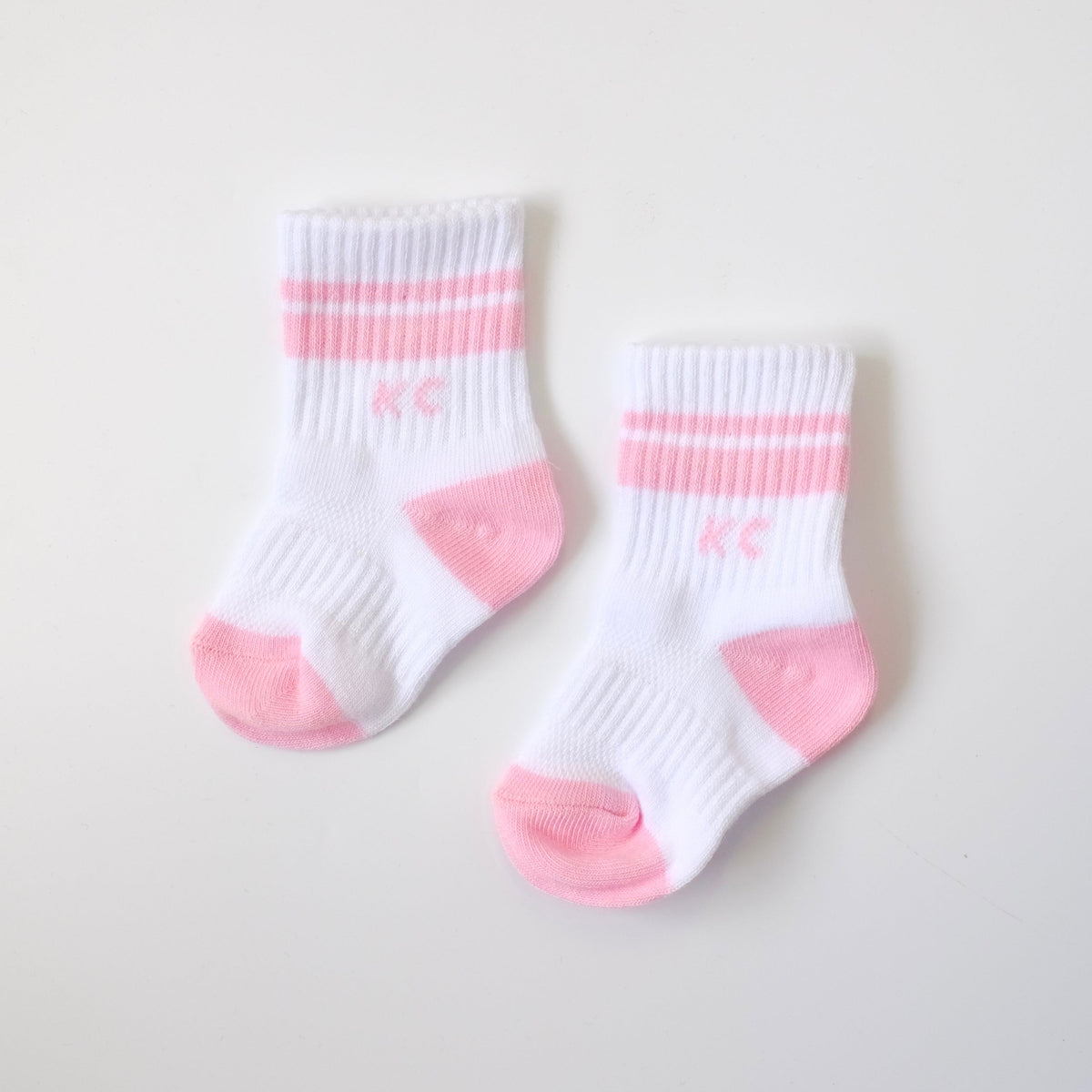 Baby Kansas City Crew Socks - White with Pink Stripes