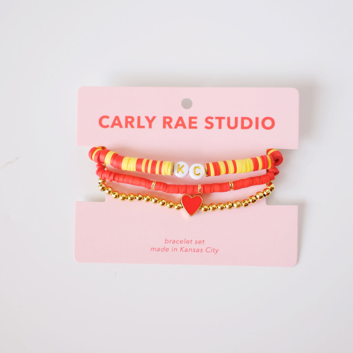 Red + Gold Beaded Stretch Bracelet Stack
