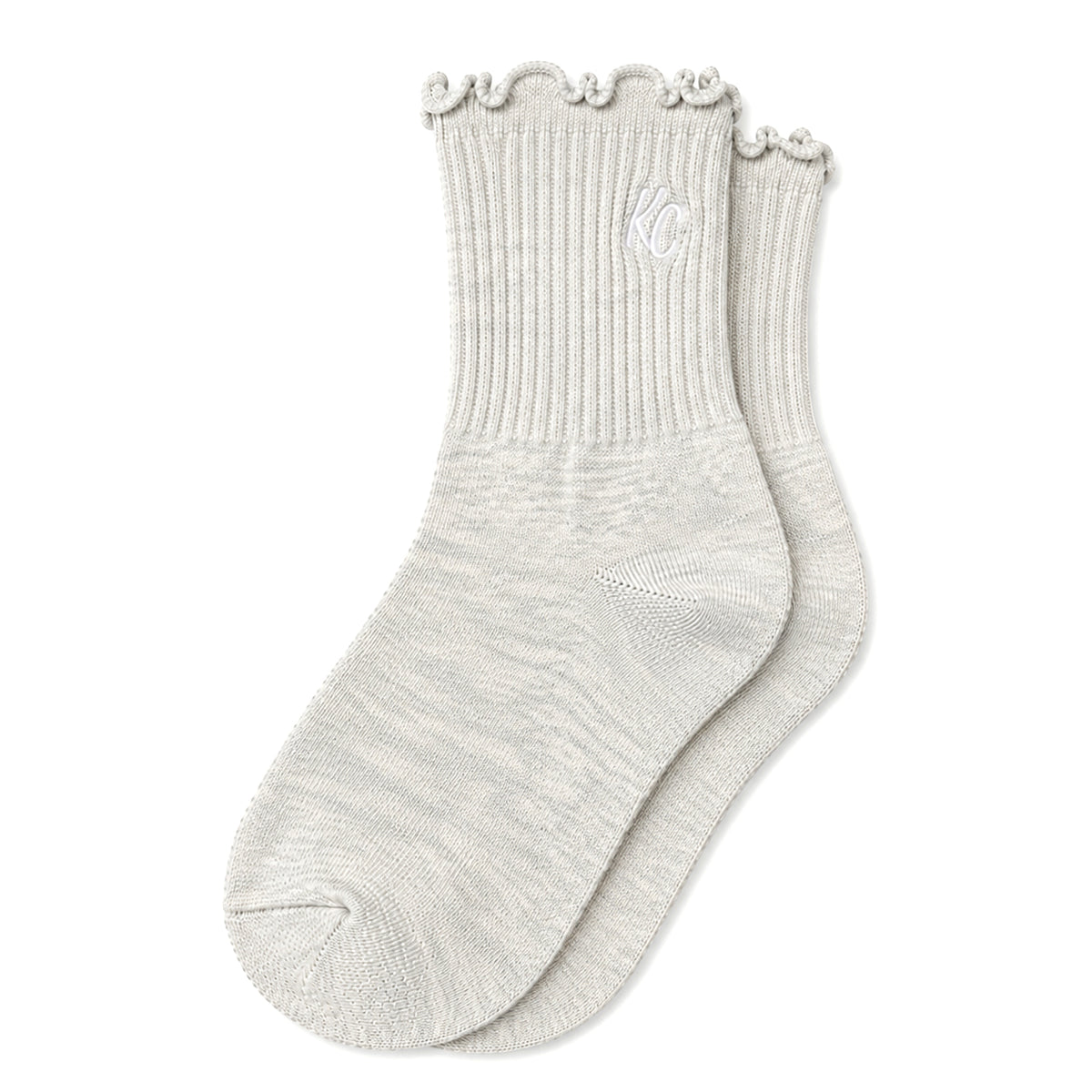 Kansas City Ruffle Socks - Light Grey with White