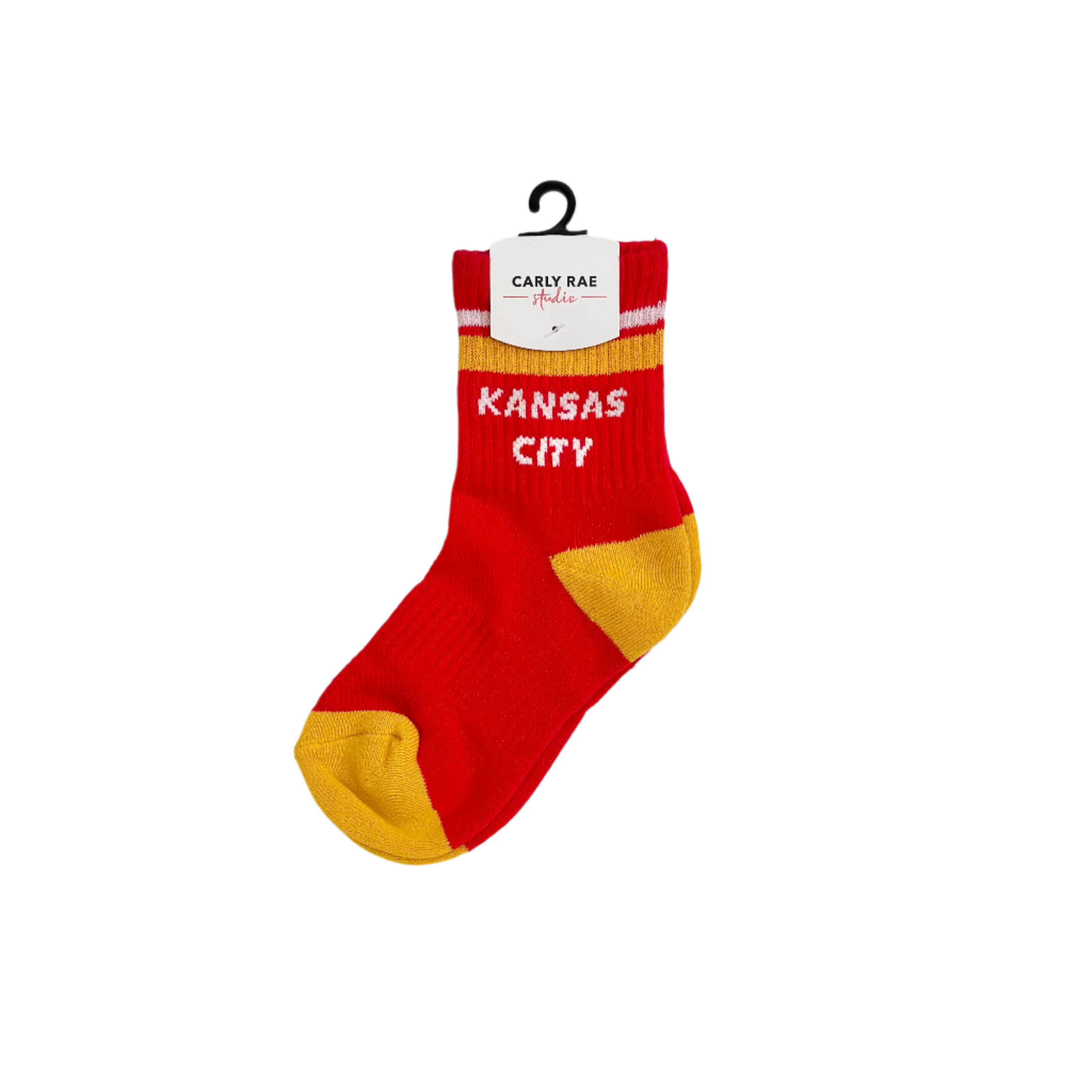 Kids Kansas City Crew Socks - Red with Gold & White Stripes
