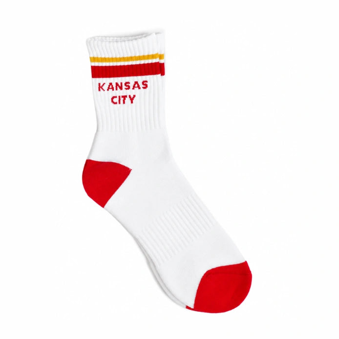 Kansas City Crew Socks - White with Red and Gold Stripes by Carly Rae Studio