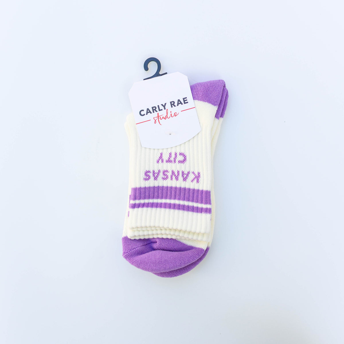 Kansas City Crew Socks - Cream w/ Purple