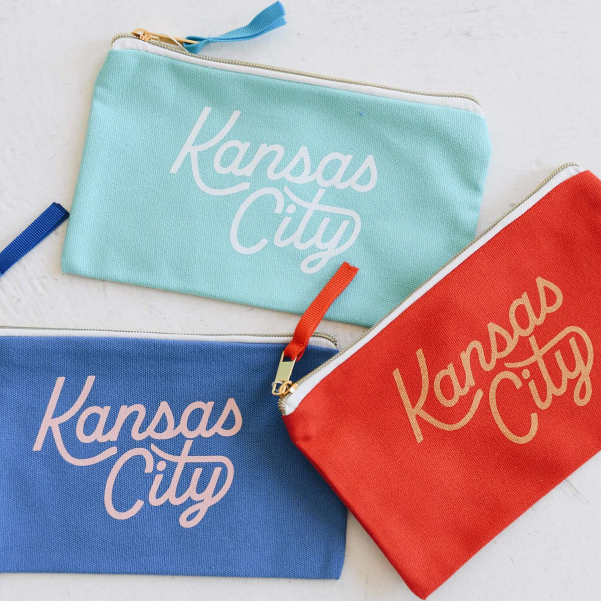 Kansas City Script Pouch in Teal