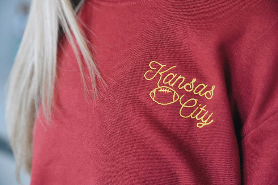 Kansas City Embroidered Football Sweatshirt - Red