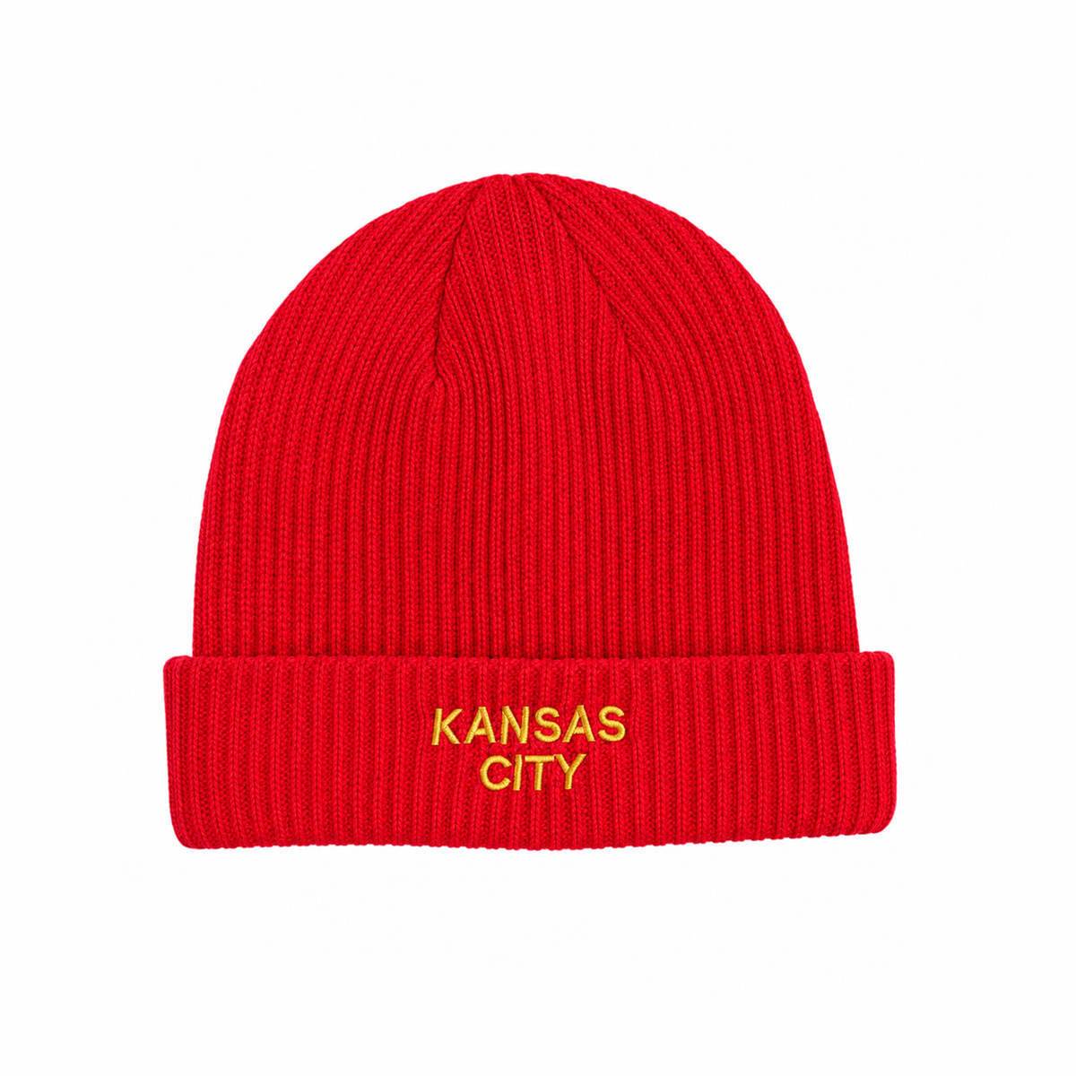 Kansas City Embroidered Knitted Beanie - Red