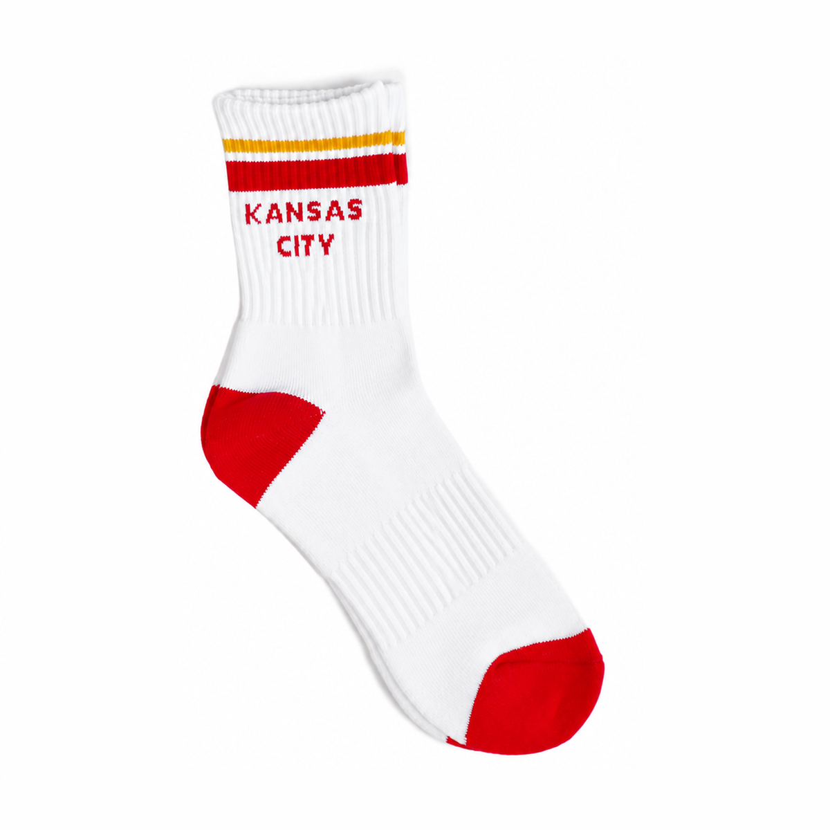 Kansas City Crew Socks - White with Red and Gold Stripes