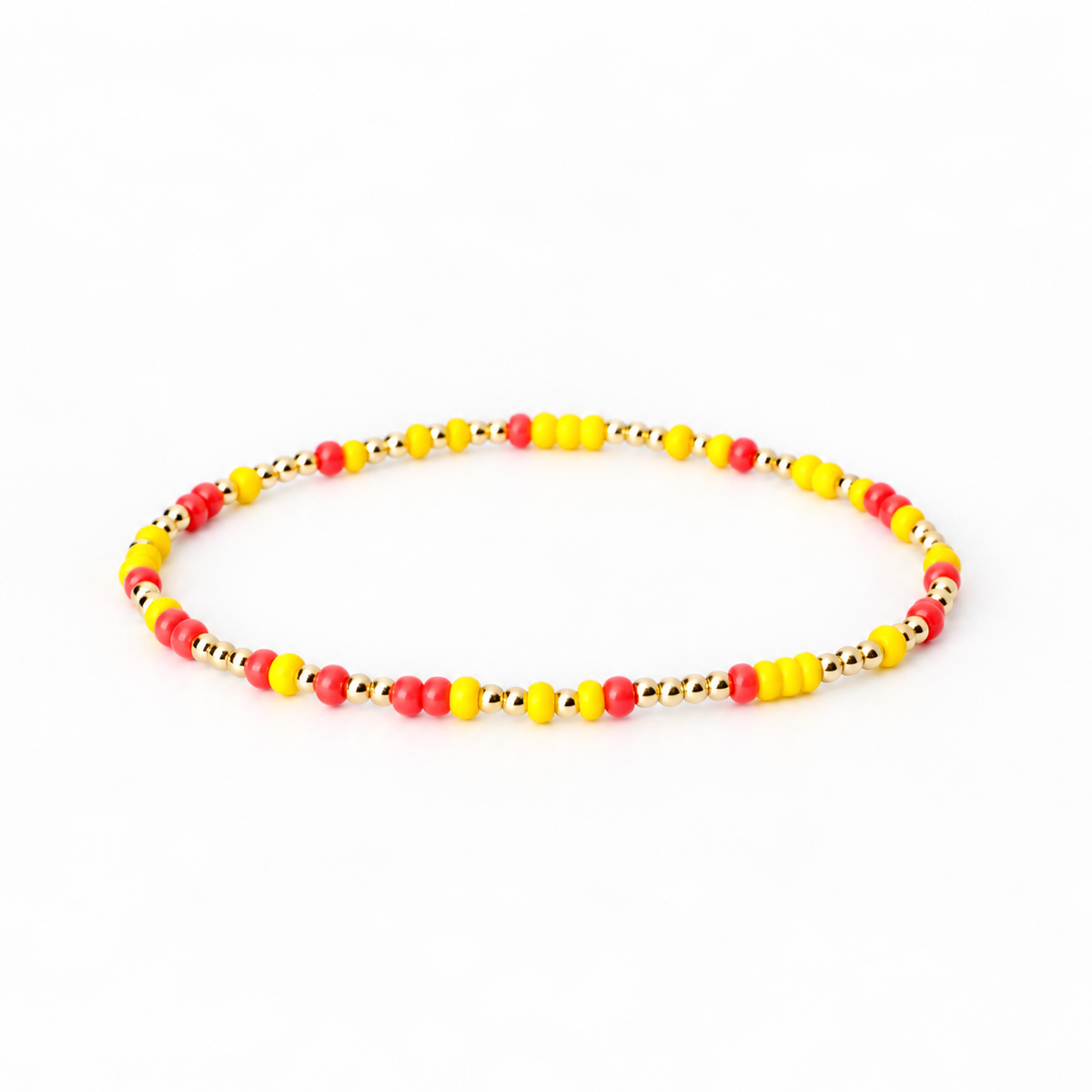 Red + Yellow Seed Bead Stretch Bracelet