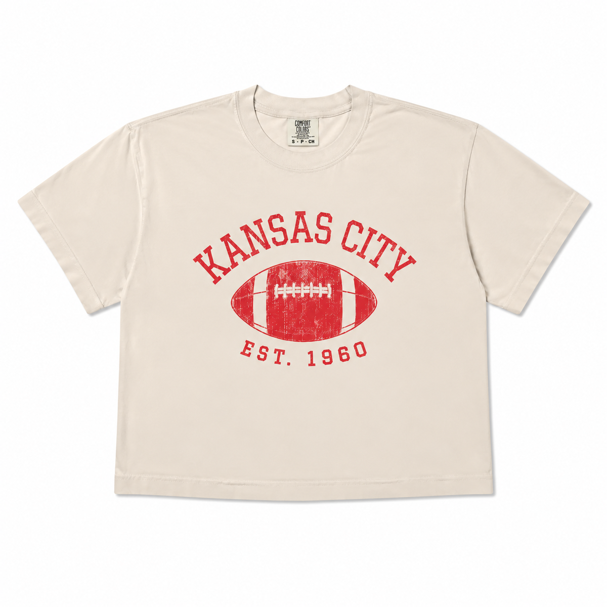 Kansas City Vintage Cropped T-Shirt - Ivory & Red