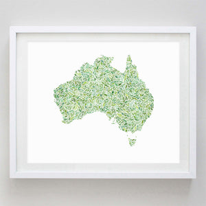Australia Green Watercolor Print