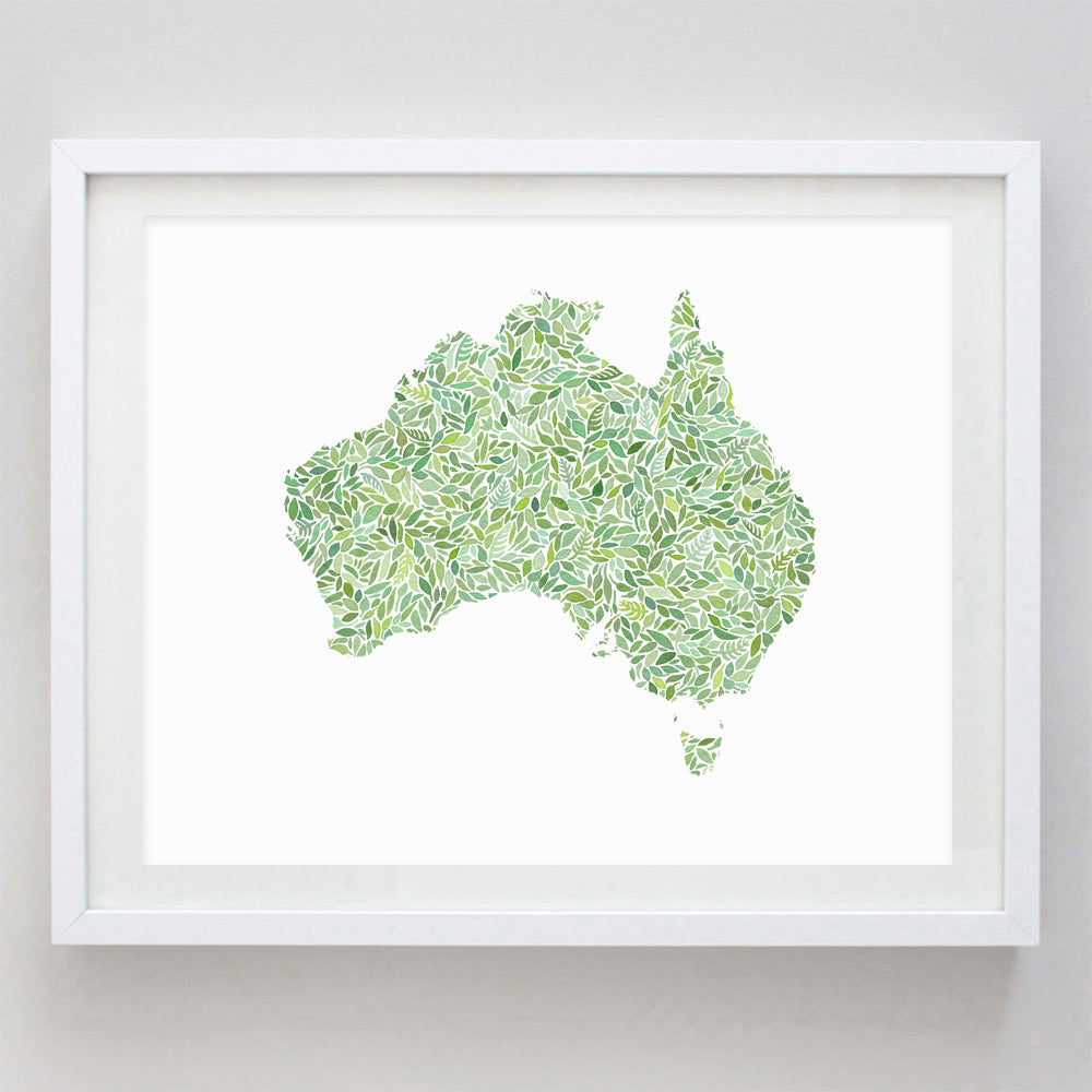 Australia Green Watercolor Print