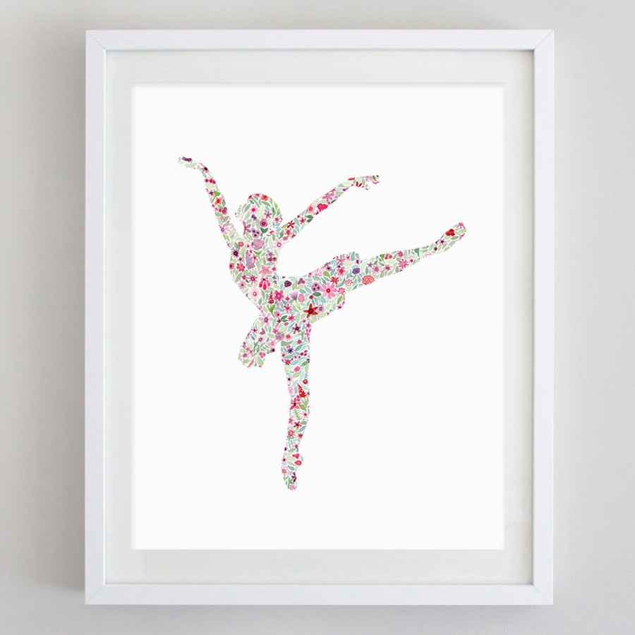 Ballerina 1 Floral Watercolor Print