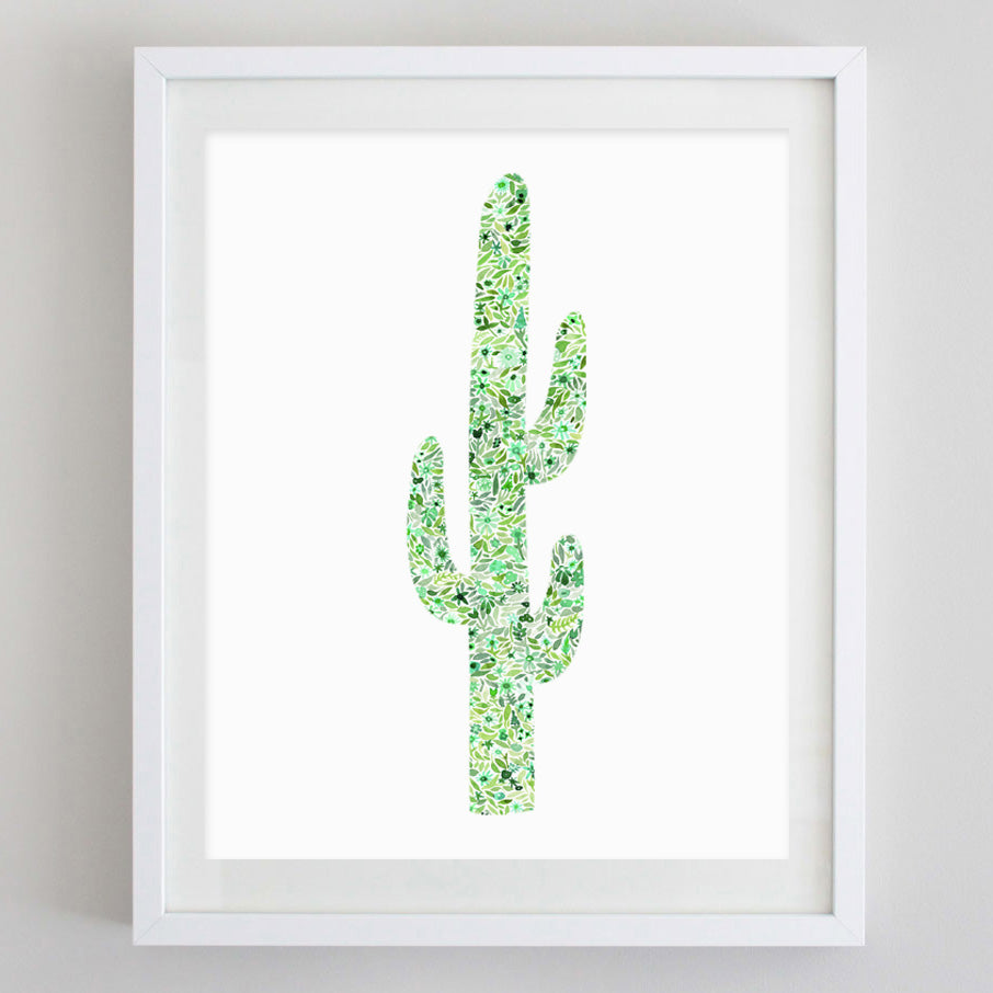 Cactus Floral Watercolor Print