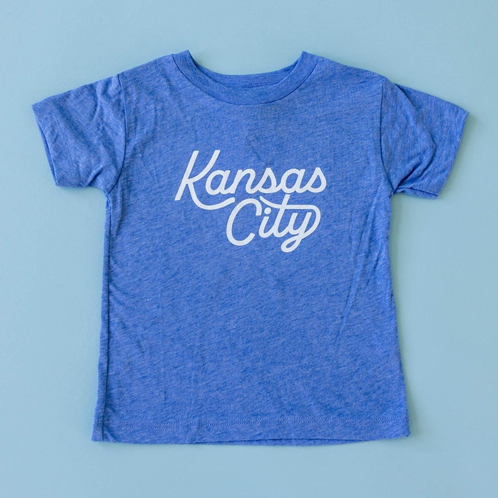 Kansas City Kids Script Tee - Blue