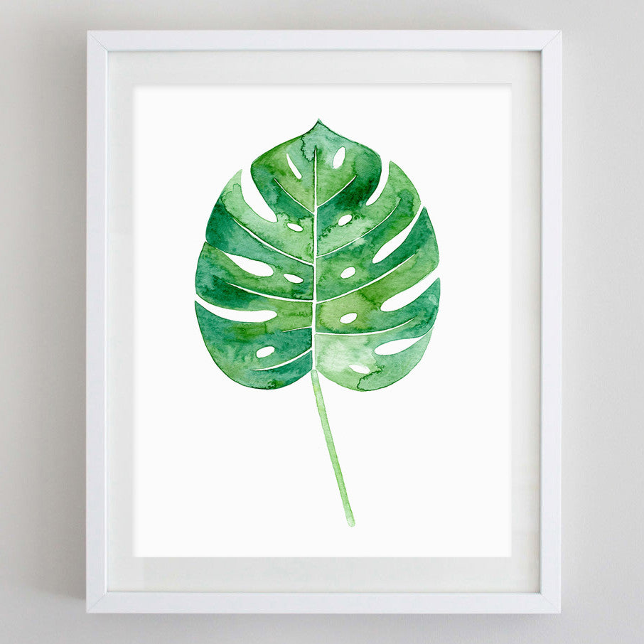 art print - philodendron leaf tropical botanical watercolor print - carly rae studio