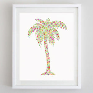 art print - palm tree floral watercolor print - carly rae studio