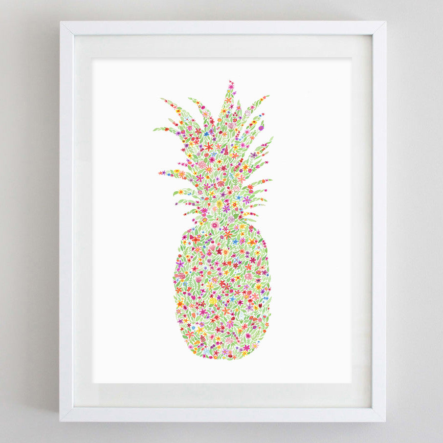 art print - pineapple floral watercolor print - carly rae studio