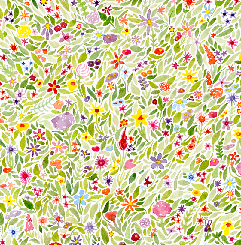 Custom Multicolor Monogram Floral Watercolor Print
