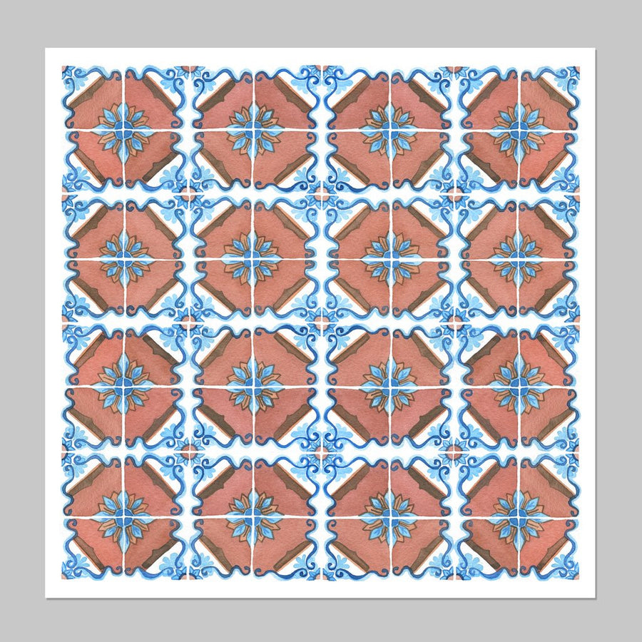 Tile Pattern Watercolor Print