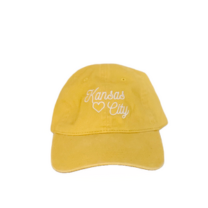Kansas City Embroidered Heart Hat - Yellow