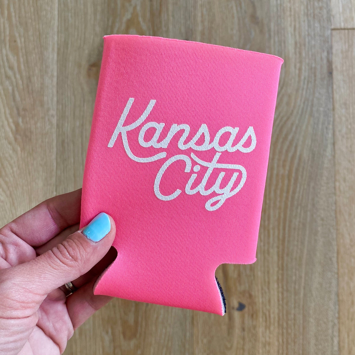 Kansas City Script Koozie Hot Pink