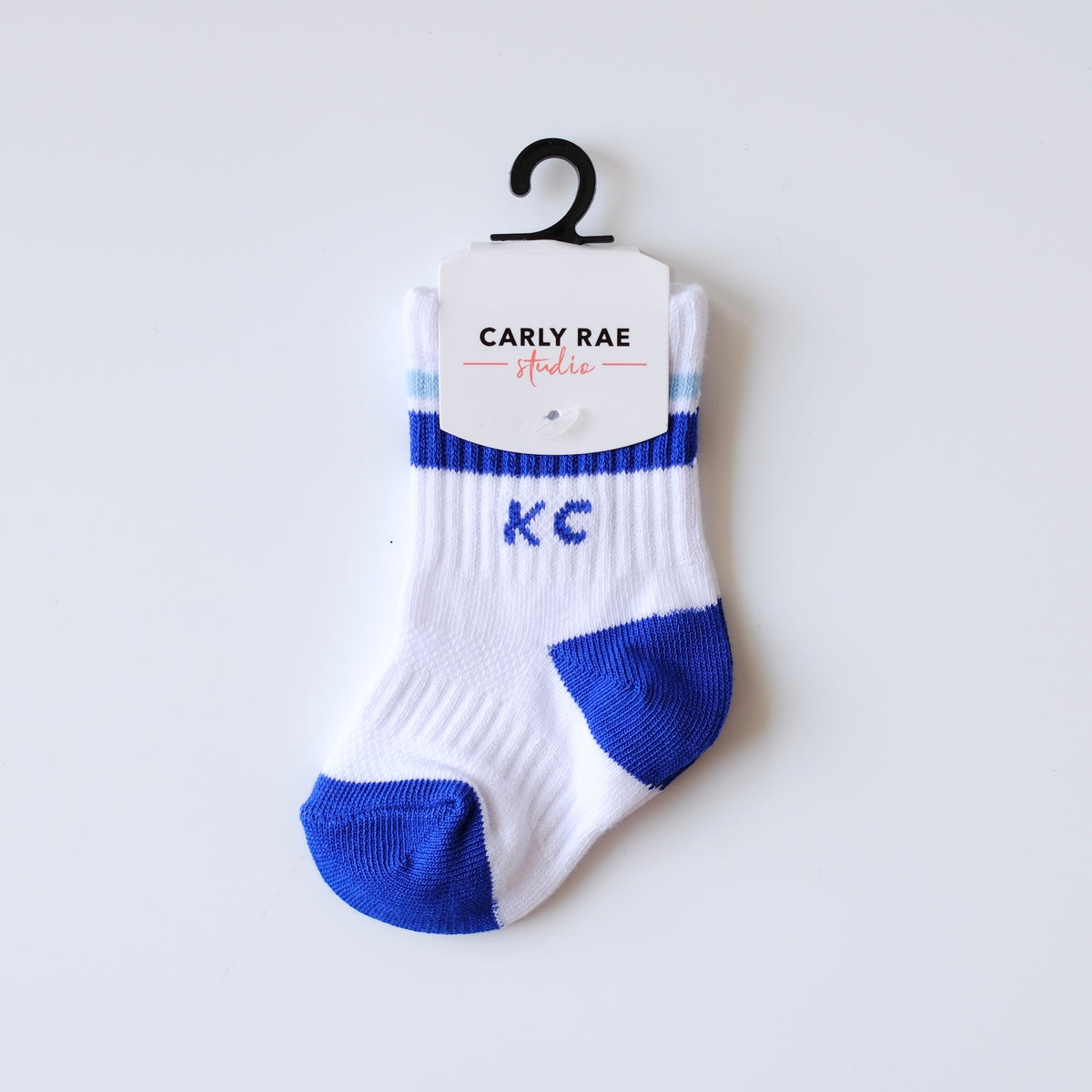Baby Kansas City Crew Socks - White with Blue Stripes
