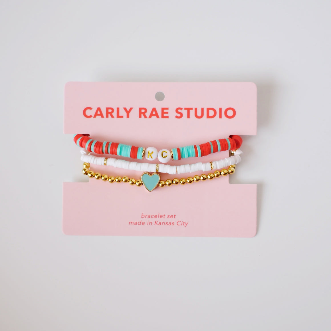 Teal + Red Beaded Stretch Bracelet Stack