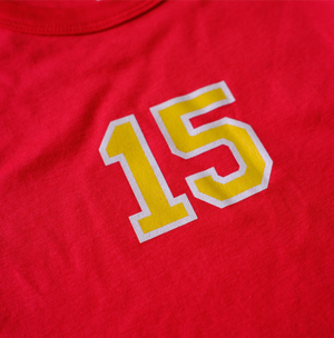 Kansas City 15 Baby Tee Shirt - Red w/ Gold & White