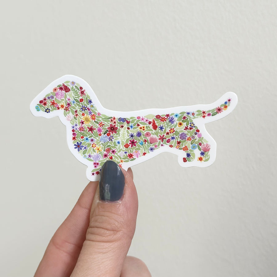 Doxie Floral Sticker