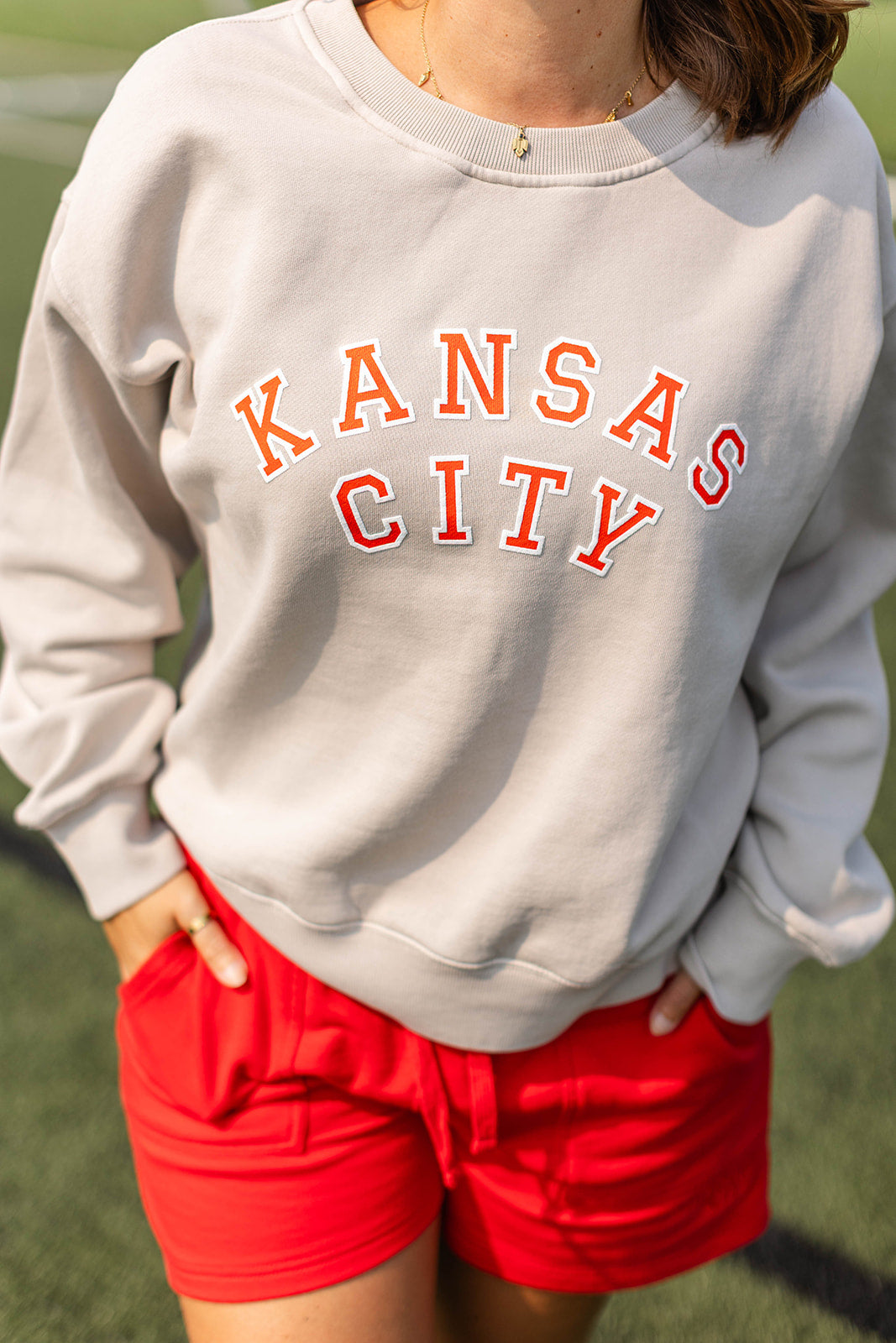 Sporty Sweatshirt - Bone & Red