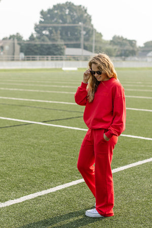 Carly Rae Embroidered Sweatshirt - Red on Red