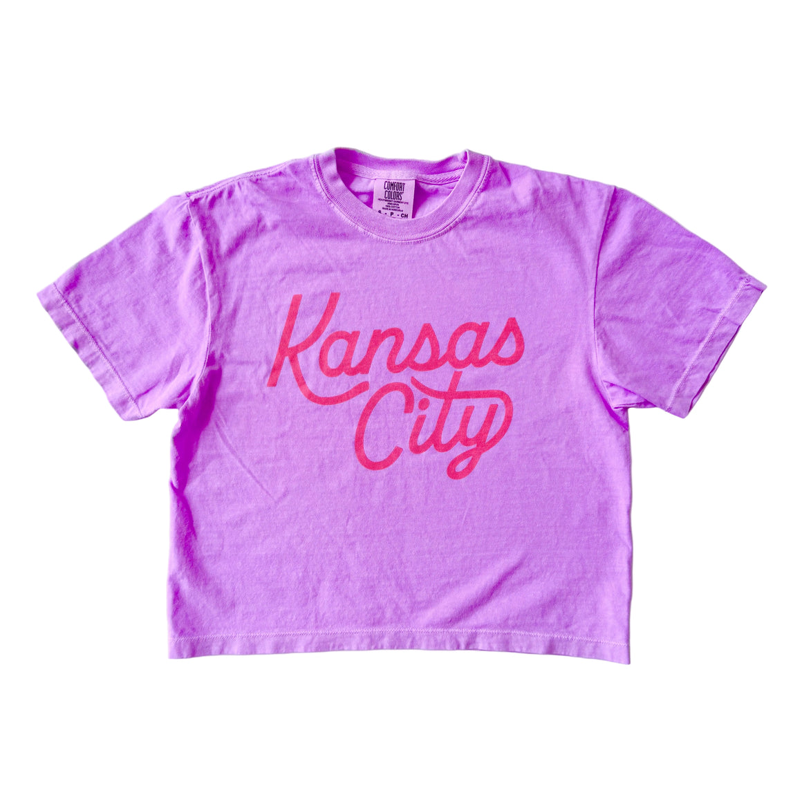 Kansas City Script Cropped T-Shirt - Violet & Berry