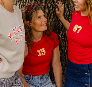 Kansas City 15 Baby Tee Shirt - Red w/ Gold & White