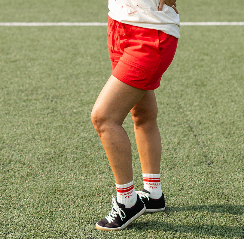 Carly Rae Embroidered Sweatshorts - Red on Red