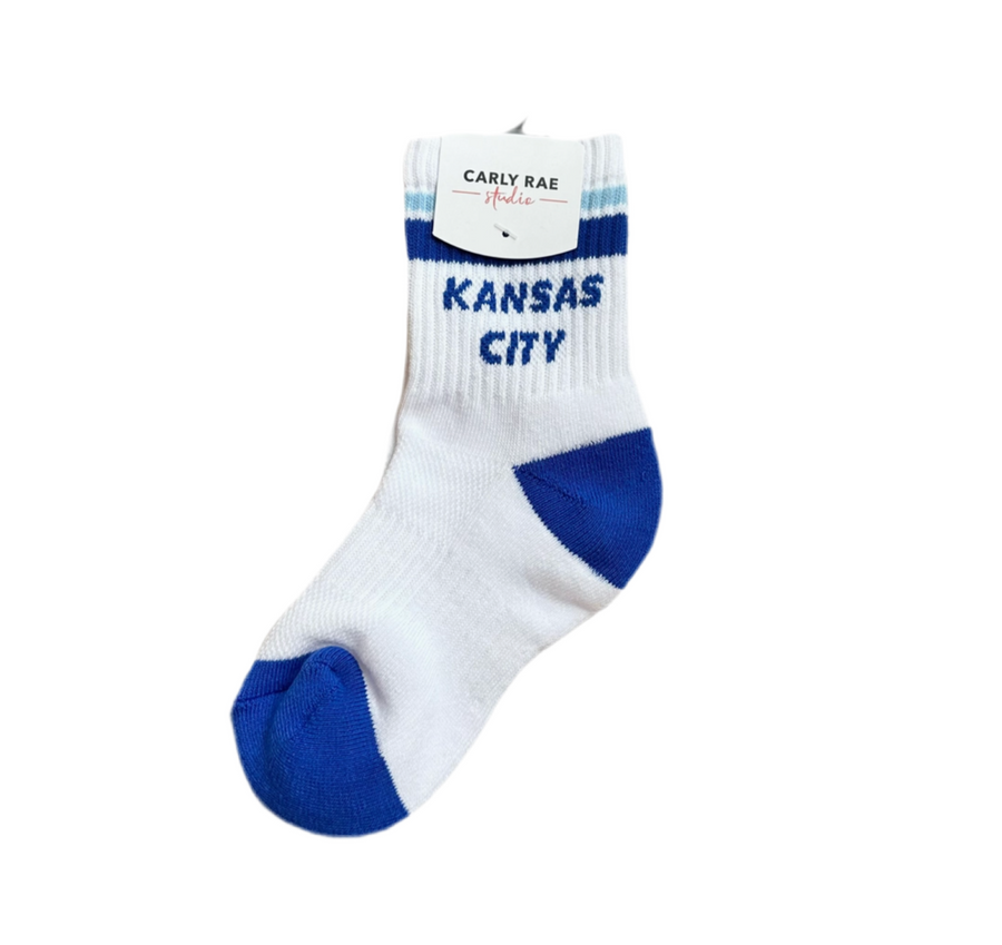 Kids Kansas City Crew Socks - White w/ Blue