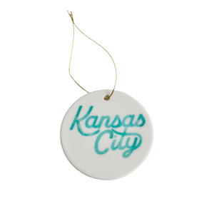 Kansas City Script Ornament - Teal