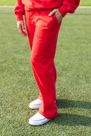 Carly Rae Embroidered Sweatpants - Red on Red