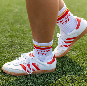 Kansas City Crew Socks - White with Red and Gold Stripes
