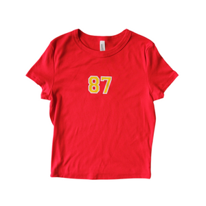 Kansas City 87 Baby Tee Shirt - Red w/ Gold & White