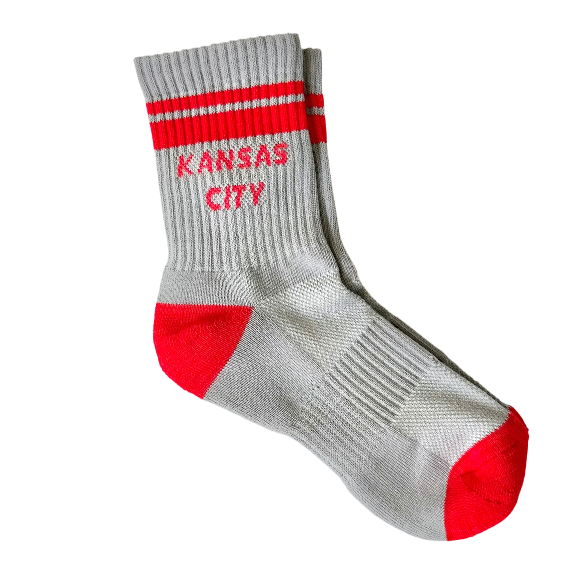 Kansas City Crew Socks - Grey with Red Stripes