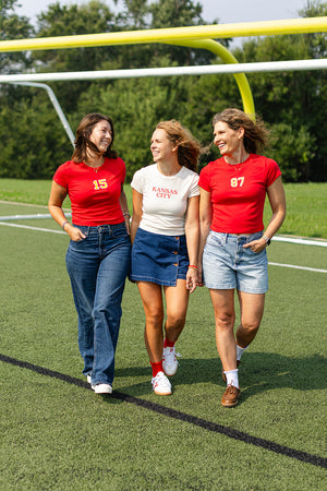 Kansas City Baby Tee - Cream & Red